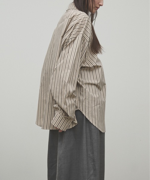 Lutim by u(ルチバイユー)の「Regiment stripe overshirt / レジメントストライプオーバーシャツ(シャツ/ブラウス・レディース・ナチュラル/ブルー・FREE)」の13枚目の写真