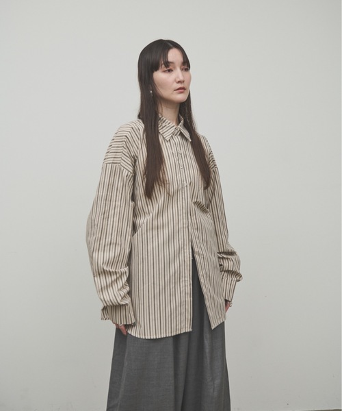 Lutim by u(ルチバイユー)の「Regiment stripe overshirt / レジメントストライプオーバーシャツ(シャツ/ブラウス・レディース・ナチュラル/ブルー・FREE)」の15枚目の写真
