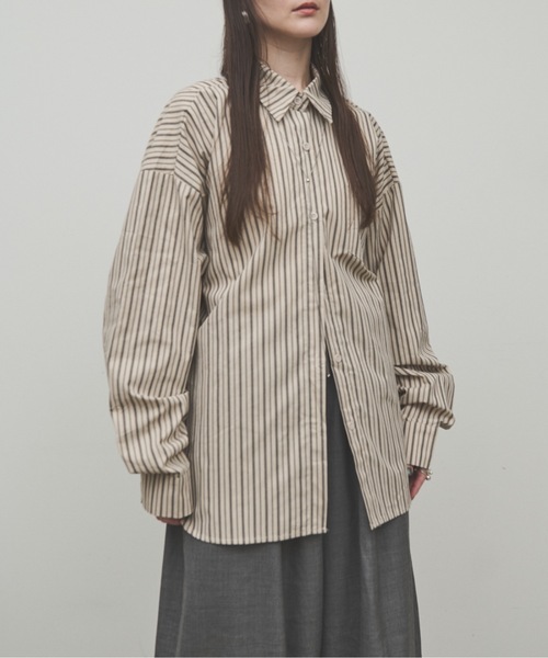 Lutim by u(ルチバイユー)の「Regiment stripe overshirt / レジメントストライプオーバーシャツ(シャツ/ブラウス・レディース・ナチュラル/ブルー・FREE)」の16枚目の写真