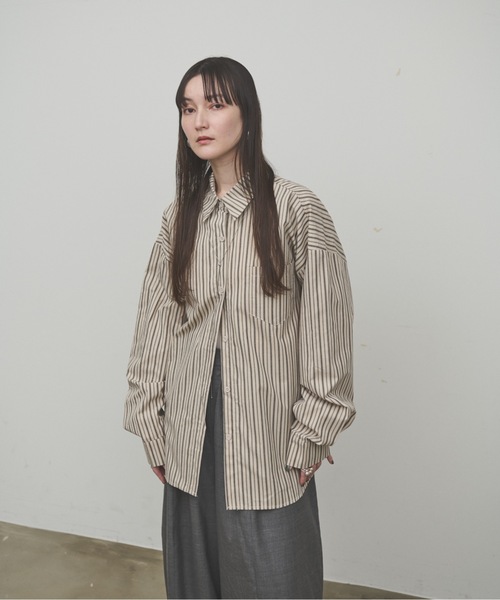 Lutim by u(ルチバイユー)の「Regiment stripe overshirt / レジメントストライプオーバーシャツ(シャツ/ブラウス・レディース・ナチュラル/ブルー・FREE)」の17枚目の写真