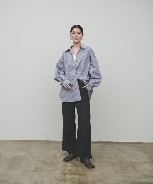 Lutim by u(ルチバイユー)の「Regiment stripe overshirt / レジメントストライプオーバーシャツ(シャツ/ブラウス・レディース・ナチュラル/ブルー・FREE)」の18枚目の写真