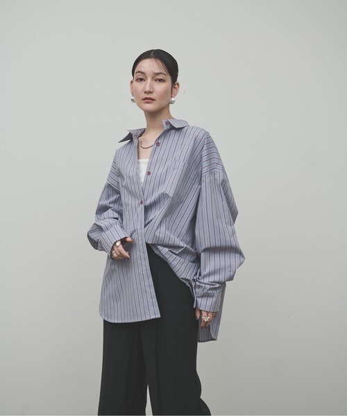 Lutim by u(ルチバイユー)の「Regiment stripe overshirt / レジメントストライプオーバーシャツ(シャツ/ブラウス・レディース・ナチュラル/ブルー・FREE)」の19枚目の写真