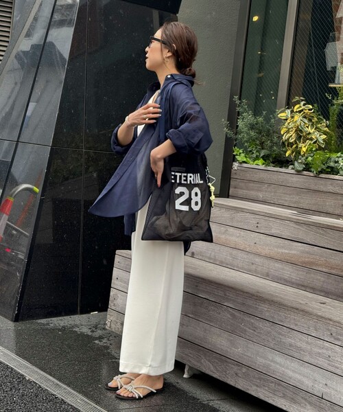 Rie Miller(リエミラー)の「【Riemiller/リエミラー】RMメッシュバッグ(エコバッグ/サブバッグ・レディース・ホワイト/ネイビー・FREE)」の6枚目の写真