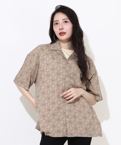 BABYDOLL(ベビードール)の「親子お揃い ロゴ総柄シャツ 0342A 【ボトムス別売】(シャツ/ブラウス・メンズ・ベージュ・M/L/XL)」の1枚目の写真