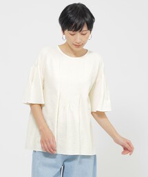 【カタログ掲載品】【1枚で決まる】【ウォッシャブル】サッカーストレッチフレアブラウス