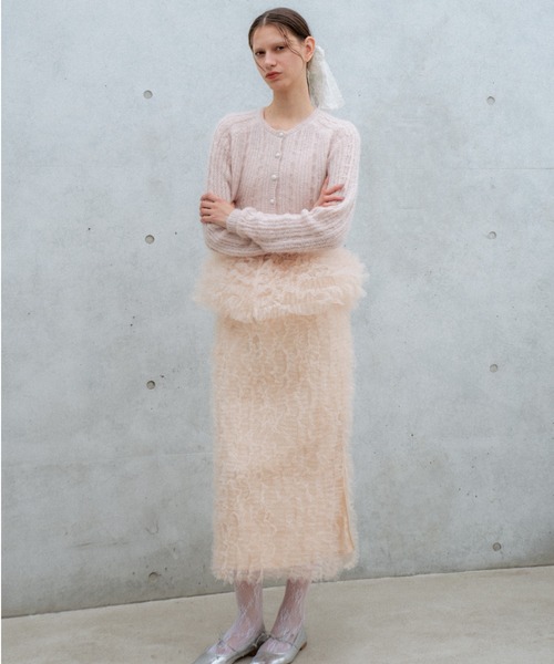 HONEY MI HONEY（ハニーミーハニー）の「tulle frill straight skirt（スカート・レディース・ブラック/ベージュ/ピンク/グレー・FREE）」の11枚目の写真