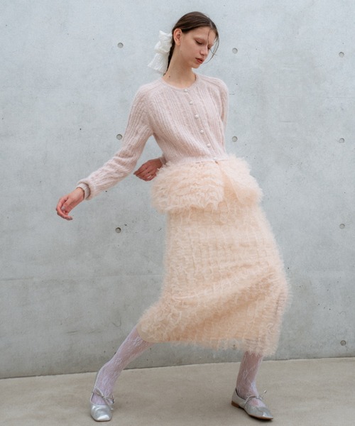 HONEY MI HONEY（ハニーミーハニー）の「tulle frill straight skirt（スカート・レディース・ブラック/ベージュ/ピンク/グレー・FREE）」の13枚目の写真