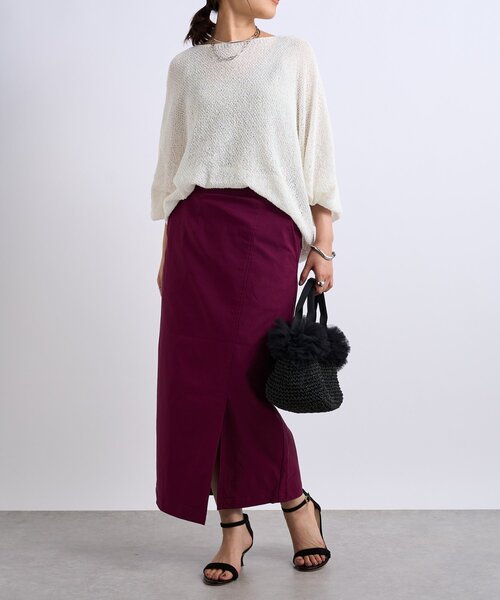 un dix cors（アンディコール）の「《軽量・通気性・吸水速乾性》スクエア和紙ニット（ニット/セーター・レディース・オフホワイト/チャコールグレー・FREE）」の12枚目の写真