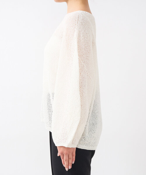 un dix cors（アンディコール）の「《軽量・通気性・吸水速乾性》スクエア和紙ニット（ニット/セーター・レディース・オフホワイト/チャコールグレー・FREE）」の18枚目の写真