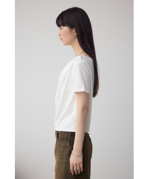 AZUL by moussy（アズールバイマウジー）の「2WAYドレープスムーストップス（Tシャツ/カットソー・レディース・ホワイト/ブラック/ライトピンク/グレイッシュベージュ・FREE）」の9枚目の写真
