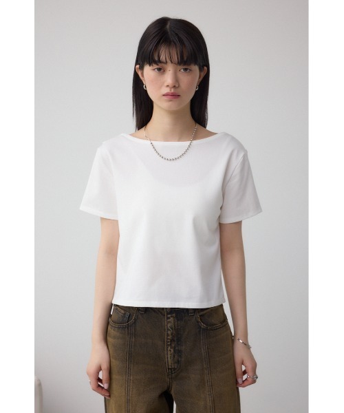 AZUL by moussy（アズールバイマウジー）の「2WAYドレープスムーストップス（Tシャツ/カットソー・レディース・ホワイト/ブラック/ライトピンク/グレイッシュベージュ・FREE）」の14枚目の写真
