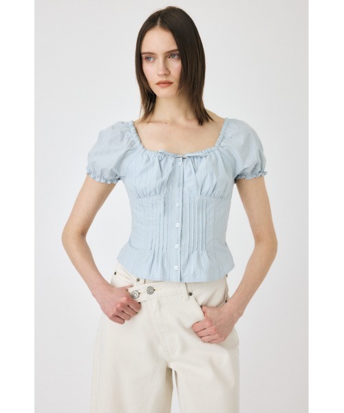 MOUSSY（マウジー）の「PIN TUCK FIT ブラウス（シャツ/ブラウス・レディース・ブラック/オフホワイト/オレンジ系その他/ブルー系その他・1/2）」の3枚目の写真