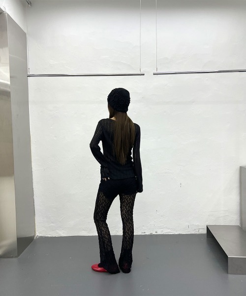 4INT.（フォイント）の「【日焼け対策】 長袖 シースルー メッシュ サマーニット（Tシャツ/カットソー・レディース・ブラック/ホワイト/グレー・FREE）」の12枚目の写真