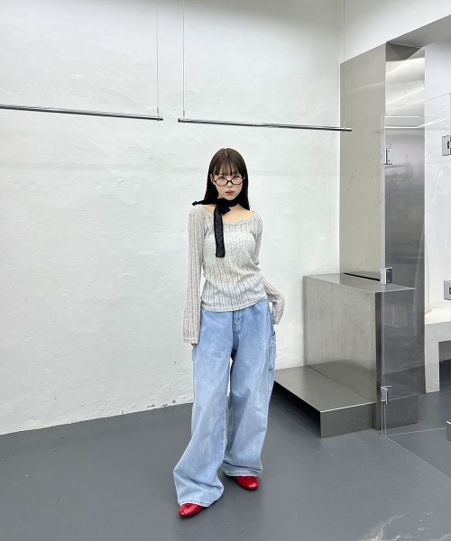 4INT.（フォイント）の「【日焼け対策】 長袖 シースルー メッシュ サマーニット（Tシャツ/カットソー・レディース・ブラック/ホワイト/グレー・FREE）」の17枚目の写真