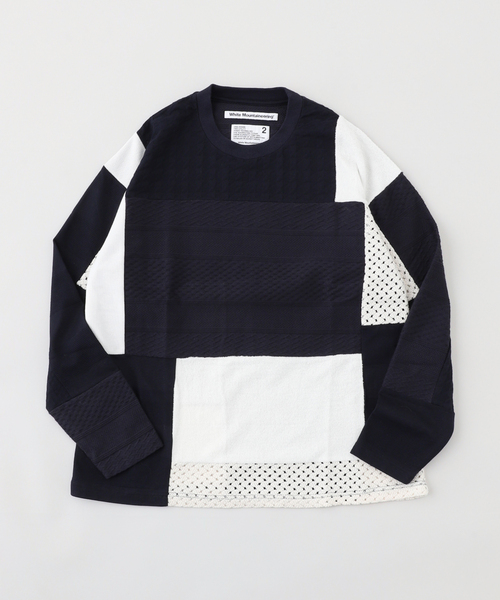 WHITE MOUNTAINEERING(ホワイトマウンテニアリング)の「White Mountaineering(ホワイトマウンテニアリング) PATCHWORK LONG SLEEVE Tシャツ(Tシャツ/カットソー・メンズ・ネイビー・1/2)」の1枚目の写真