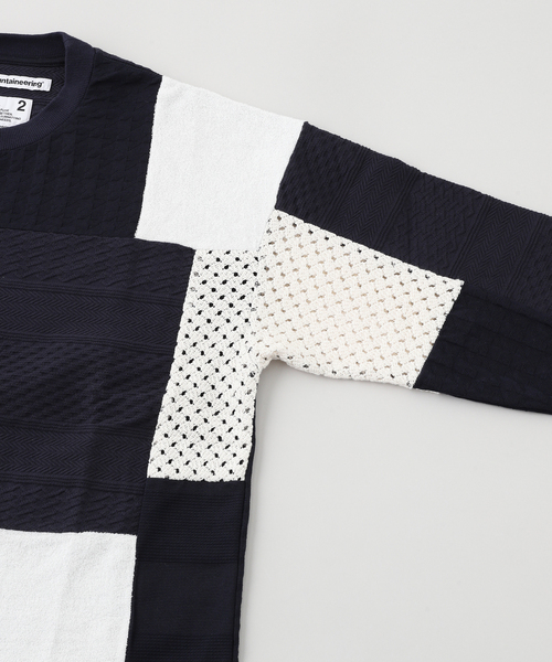 WHITE MOUNTAINEERING(ホワイトマウンテニアリング)の「White Mountaineering(ホワイトマウンテニアリング) PATCHWORK LONG SLEEVE Tシャツ(Tシャツ/カットソー・メンズ・ネイビー・1/2)」の5枚目の写真
