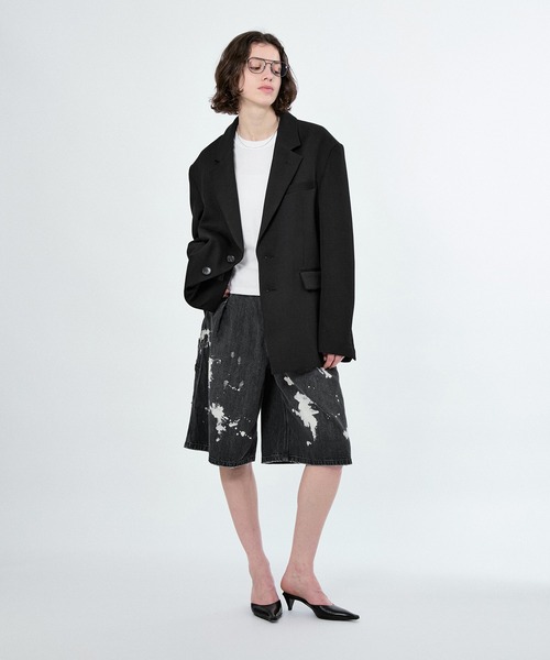 Leex BELPER x M】PAINT BUGGY PAINTER TUCK SHORTS（デニム