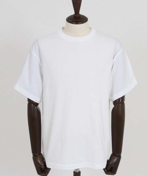 1minute 1second(ワンミニットワンセカンド)の「mt9678-Cursive embroidery combed yarn T-shirt Tシャツ(Tシャツ/カットソー・メンズ・ブラック×グレー/ホワイト系その他/ホワイト×グレー・S/M/L/XL)」の19枚目の写真