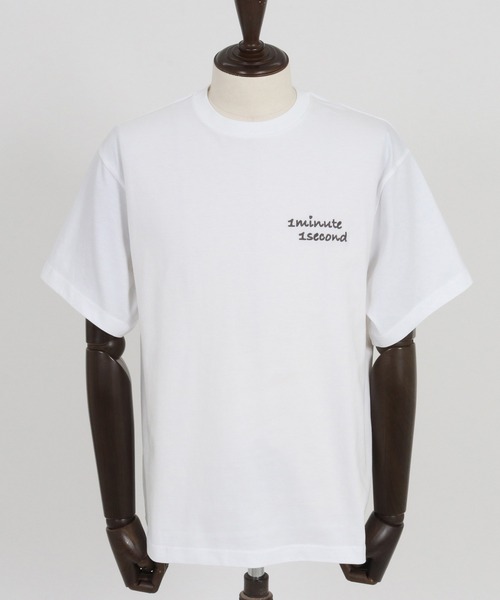 1minute 1second(ワンミニットワンセカンド)の「mt9678-Cursive embroidery combed yarn T-shirt Tシャツ(Tシャツ/カットソー・メンズ・ブラック×グレー/ホワイト系その他/ホワイト×グレー・S/M/L/XL)」の20枚目の写真
