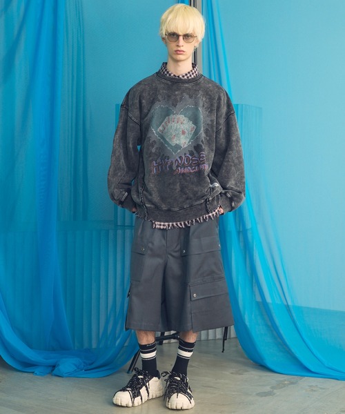 MAISON SPECIAL(メゾンスペシャル)の「《UNISEX》4 Colors Chambray Washable Wool Prime-Wide Cargo Shorts/4色シャンブレーウォッシャブルウールプライムワイドカーゴショーツ【MAISON SPECIAL/メゾンスペシャル】■セットアップ対応■(カーゴパンツ・メンズ・ブルー/グレー/ブラック/チャコールグレー/ホワイト/ダークブルー・1/2/0)」の16枚目の写真