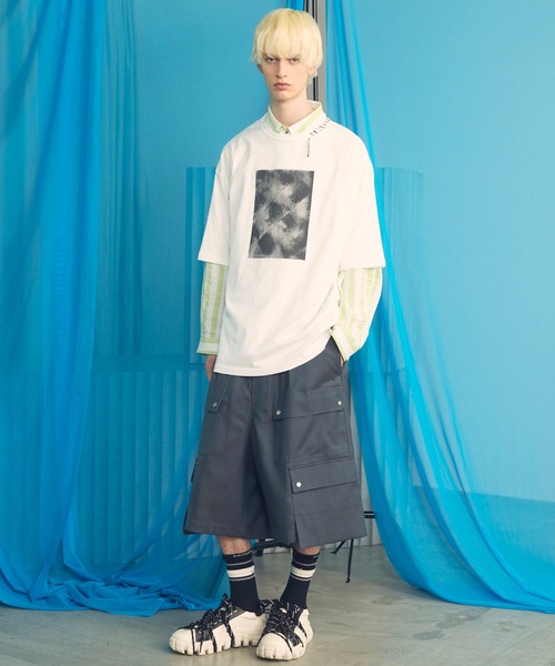 MAISON SPECIAL(メゾンスペシャル)の「《UNISEX》4 Colors Chambray Washable Wool Prime-Wide Cargo Shorts/4色シャンブレーウォッシャブルウールプライムワイドカーゴショーツ【MAISON SPECIAL/メゾンスペシャル】■セットアップ対応■(カーゴパンツ・メンズ・ブルー/グレー/ブラック/チャコールグレー/ホワイト/ダークブルー・1/2/0)」の17枚目の写真