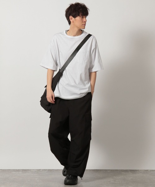 LAKOLE（ラコレ）の「ボーダーワッフルレイヤーT / 323577（Tシャツ/カットソー・メンズ・ブルー/ブラック/ホワイト・MEDIUM/LARGE）」の4枚目の写真