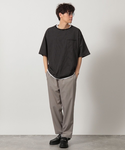 LAKOLE（ラコレ）の「ボーダーワッフルレイヤーT / 323577（Tシャツ/カットソー・メンズ・ブルー/ブラック/ホワイト・MEDIUM/LARGE）」の7枚目の写真