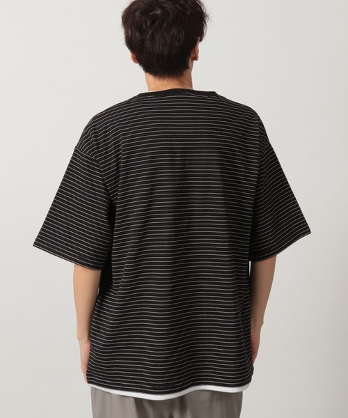 LAKOLE（ラコレ）の「ボーダーワッフルレイヤーT / 323577（Tシャツ/カットソー・メンズ・ブルー/ブラック/ホワイト・MEDIUM/LARGE）」の9枚目の写真