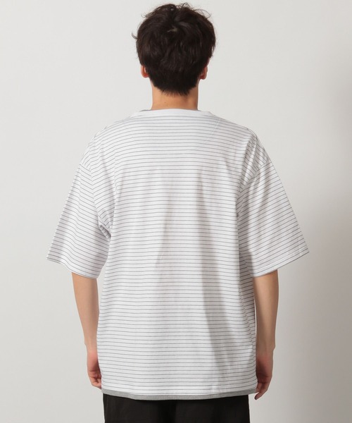 LAKOLE（ラコレ）の「ボーダーワッフルレイヤーT / 323577（Tシャツ/カットソー・メンズ・ブルー/ブラック/ホワイト・MEDIUM/LARGE）」の14枚目の写真