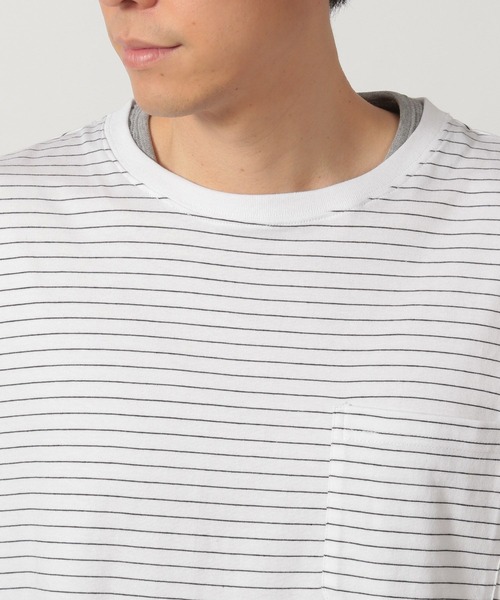 LAKOLE（ラコレ）の「ボーダーワッフルレイヤーT / 323577（Tシャツ/カットソー・メンズ・ブルー/ブラック/ホワイト・MEDIUM/LARGE）」の15枚目の写真