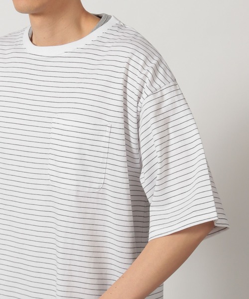 LAKOLE（ラコレ）の「ボーダーワッフルレイヤーT / 323577（Tシャツ/カットソー・メンズ・ブルー/ブラック/ホワイト・MEDIUM/LARGE）」の16枚目の写真