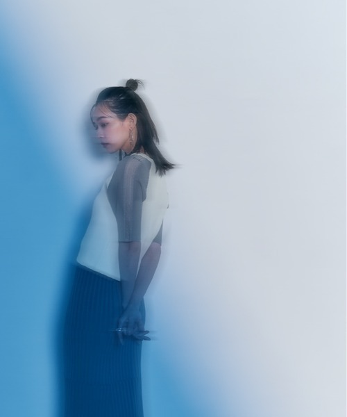 W:Huku(フーク)の「ショルダー レース ラグラン ニット トップス / 半袖 ハーフスリーブ(ニット/セーター・レディース・グレー/ダークブラウン/アイボリー/ブラック・FREE)」の18枚目の写真
