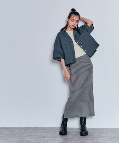 W:Huku(フーク)の「ショルダー レース ラグラン ニット トップス / 半袖 ハーフスリーブ(ニット/セーター・レディース・グレー/ダークブラウン/アイボリー/ブラック・FREE)」の20枚目の写真