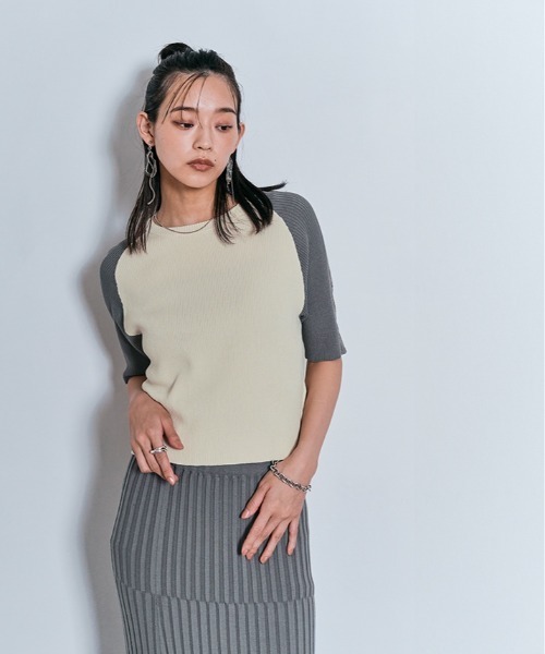 W:Huku(フーク)の「ショルダー レース ラグラン ニット トップス / 半袖 ハーフスリーブ(ニット/セーター・レディース・グレー/ダークブラウン/アイボリー/ブラック・FREE)」の17枚目の写真