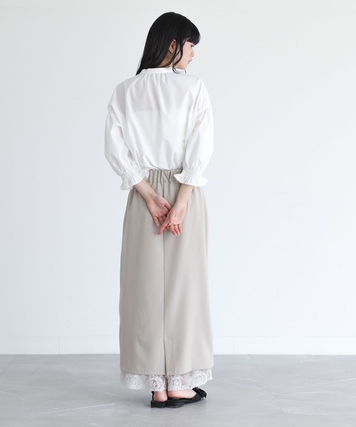 somari imagination（ソマリ イマジネーション）の「『7分袖フリルピンタックブラウス』（シャツ/ブラウス・レディース・ブラック/オフホワイト・1/2）」の11枚目の写真