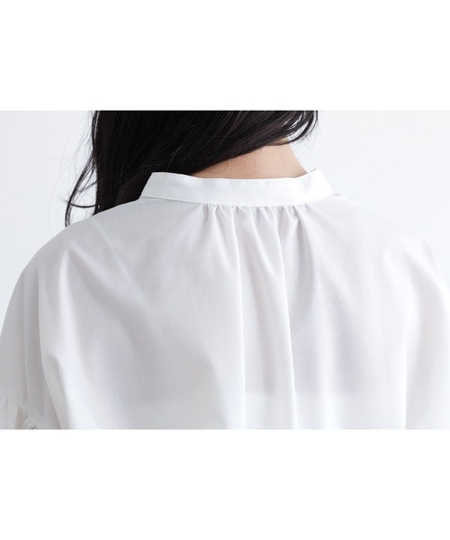 somari imagination（ソマリ イマジネーション）の「『7分袖フリルピンタックブラウス』（シャツ/ブラウス・レディース・ブラック/オフホワイト・1/2）」の14枚目の写真