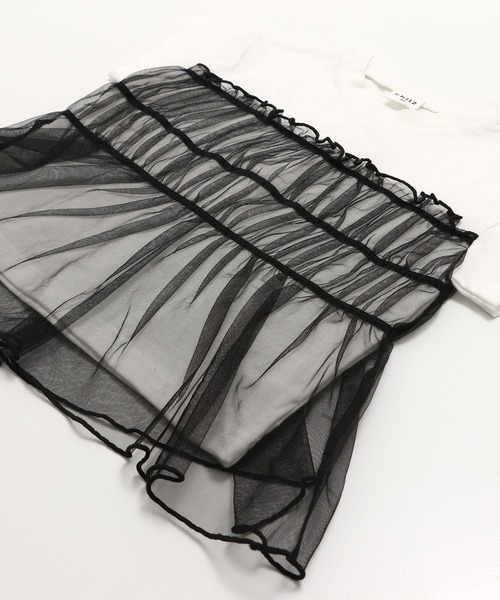 chil2（チルツー）の「チュールキャミ 半袖Tシャツ（Tシャツ/カットソー・キッズ・ホワイト/ブラック/スモークピンク・90cm/100cm/110cm/120cm/130cm/140cm/150cm）」の15枚目の写真