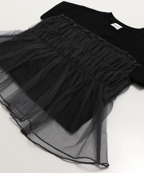 chil2（チルツー）の「チュールキャミ 半袖Tシャツ（Tシャツ/カットソー・キッズ・ホワイト/ブラック/スモークピンク・90cm/100cm/110cm/120cm/130cm/140cm/150cm）」の14枚目の写真