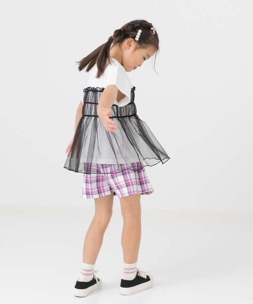 chil2（チルツー）の「チュールキャミ 半袖Tシャツ（Tシャツ/カットソー・キッズ・ホワイト/ブラック/スモークピンク・90cm/100cm/110cm/120cm/130cm/140cm/150cm）」の8枚目の写真