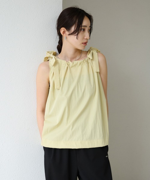 Bab(バブ)の「ショルダーリボンデザインブラウス(シャツ/ブラウス・レディース・ブラック/ベージュ/イエロー・M)」の9枚目の写真
