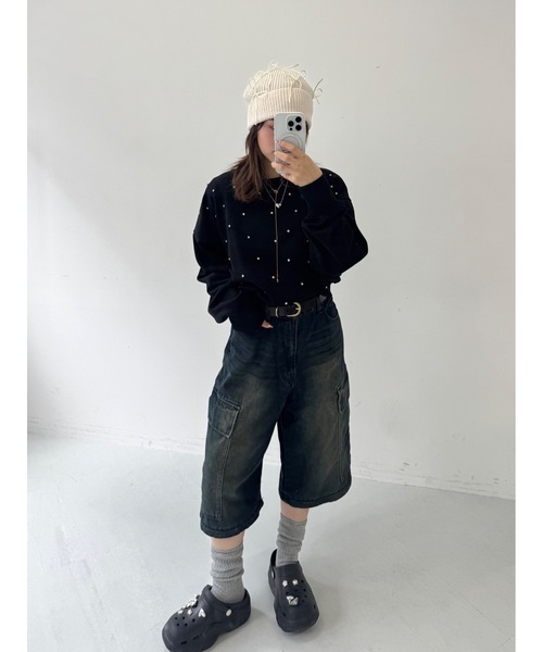 JUMELLE（ジュメロ）の「【Casselini】リボンデコレーションワッチ（ニットキャップ/ビーニー・レディース・オフホワイト/ブラック・FREE）」の8枚目の写真