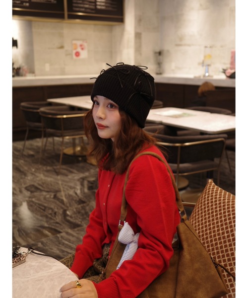 Casselini】リボンデコレーションワッチ（ニットキャップ/ビーニー
