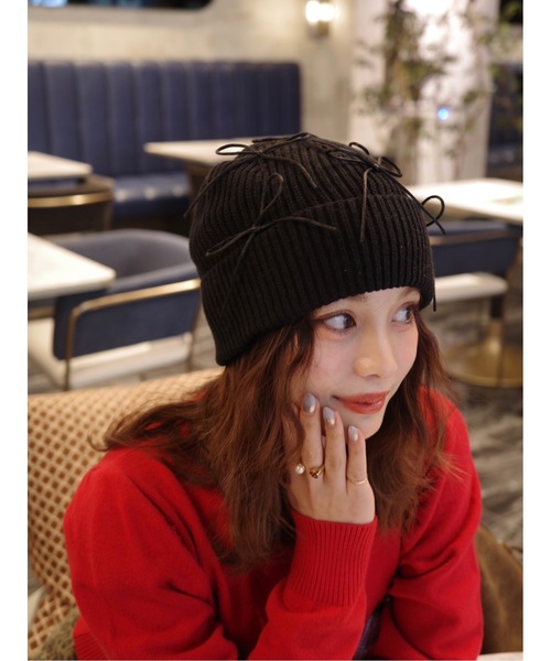 Casselini】リボンデコレーションワッチ（ニットキャップ/ビーニー