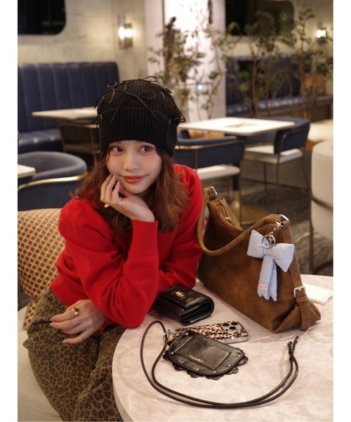 JUMELLE（ジュメロ）の「【Casselini】リボンデコレーションワッチ（ニットキャップ/ビーニー・レディース・オフホワイト/ブラック・FREE）」の13枚目の写真