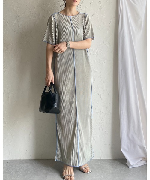 紫陽花フリル半袖ロングワンピース axes femme紫陽花柄ロングワンピース 紺｜Yahoo!フリマ（旧