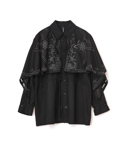 AULA AILA（アウラアイラ）の「エンブロイダリーケープデザインシャツ（テーラードジャケット・レディース・アイボリー/ブラック/グレー・0）」の10枚目の写真