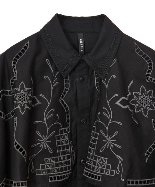 AULA AILA（アウラアイラ）の「エンブロイダリーケープデザインシャツ（テーラードジャケット・レディース・アイボリー/ブラック/グレー・0）」の14枚目の写真