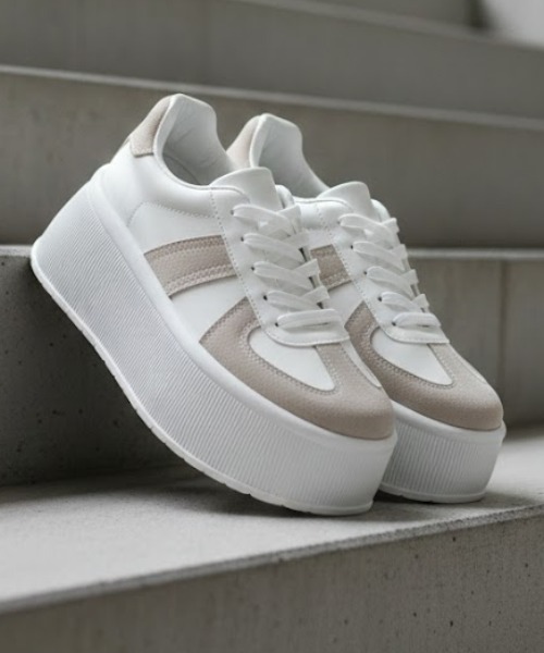 GERMAN TRAINER（ジャーマントレーナー）の「軽量厚底 ジャーマントレーナー GERMAN TRAINER　ユニセックス（スニーカー・レディース・ホワイト/ブラック/ホワイト×ホワイト/ブラック×ブラック・38/39/40/44/36/37/41/42/43）」の3枚目の写真