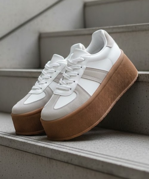 GERMAN TRAINER（ジャーマントレーナー）の「軽量厚底 ジャーマントレーナー GERMAN TRAINER　ユニセックス（スニーカー・レディース・ホワイト/ブラック/ホワイト×ホワイト/ブラック×ブラック・38/39/40/44/36/37/41/42/43）」の2枚目の写真