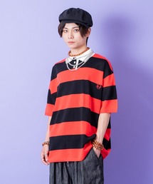 ankoROCK（アンコロック）の「a.p.o.v. -ankoROCK's select- ワイドボーダーオーバーサイズニットラガーシャツ（ポロシャツ・レディース）」
